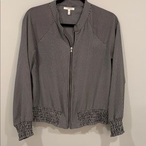 Black and white striped zip up jacket